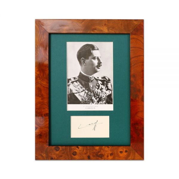 Carte poștală cu Regele Carol al II-lea, 1935 + semnătură olografă