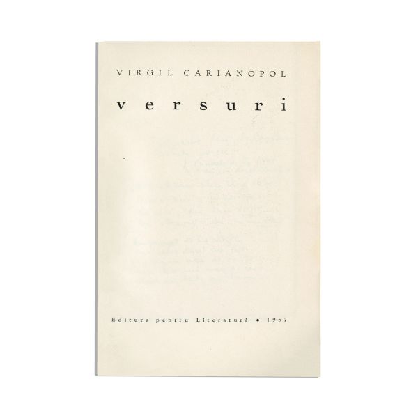 Virgil Carianopol, Versuri, 1967, cu dedicația autorului + poezie manuscris