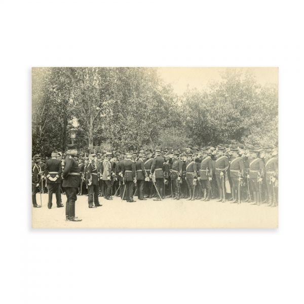 Vizita împăratului Franz Joseph, regele Carol I inspectând un regiment de ofițeri, fotografie de epocă