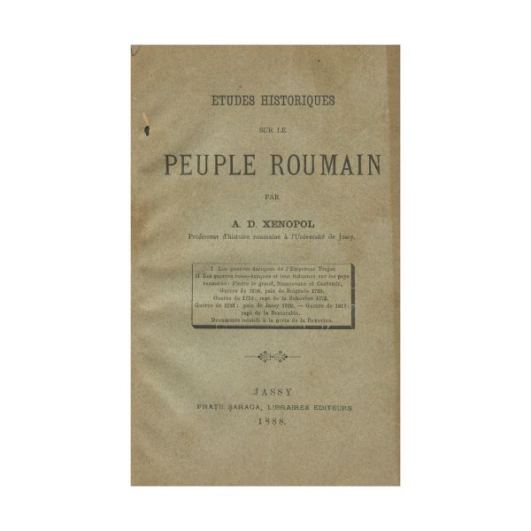 A. D. Xenopol, Studii istorice asupra poporului român, 1888