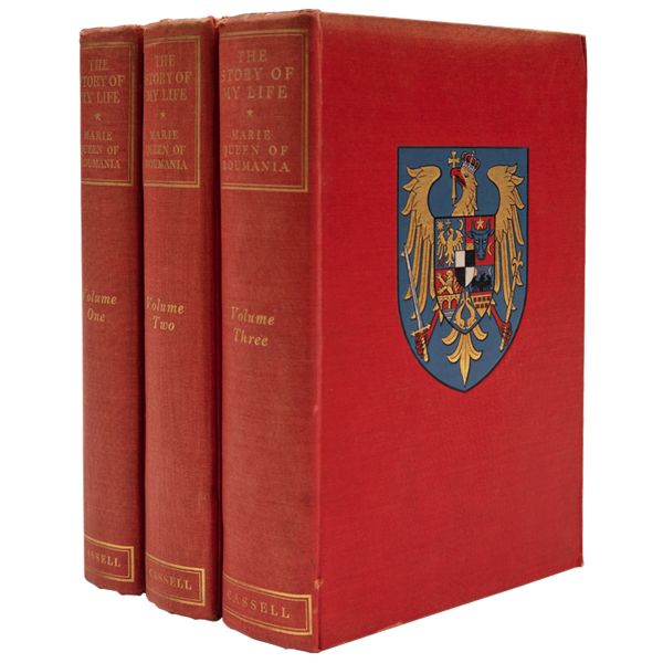 Marie Queen of Roumania, The Story of My Life, trei volume, cu semnătura reginei Maria