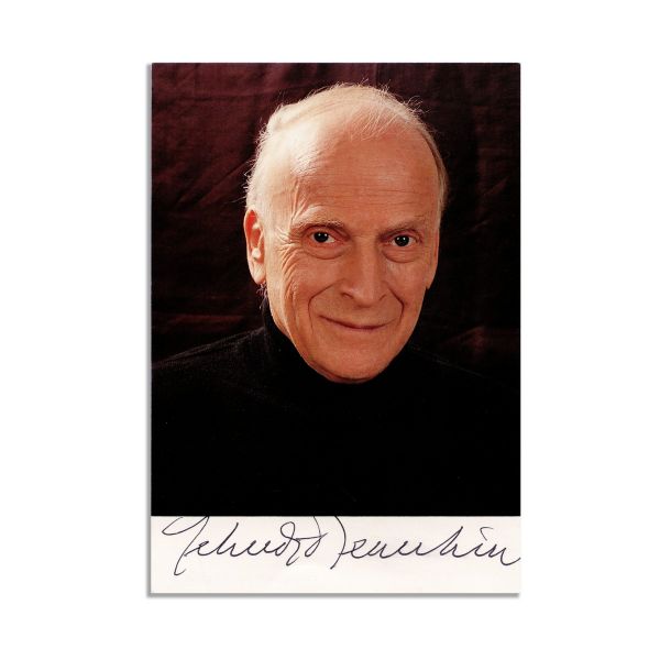 Yehudi Menuhin, fotografie semnată olograf + volum cu dedicație