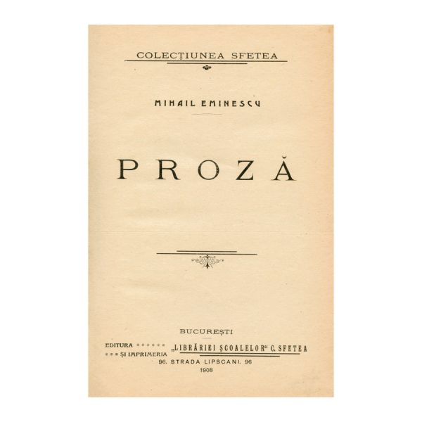 Mihai Eminescu, Proză, 1908