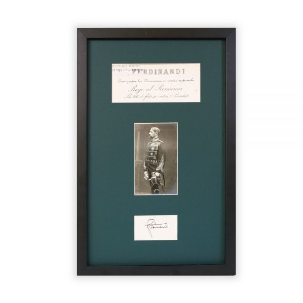 Regele Ferdinand I, carte poștală fotografică + semnătură olografă