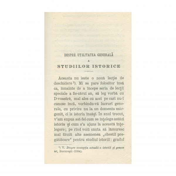 N. Iorga, Despre utilitatea generală a studiilor istorice, 1895 - Volum cu dedicație pentru Dimitrie Sturdza