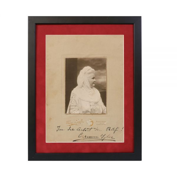 Regina Elisabeta, fotografie de epocă cu dedicație olografă, atelier Franz Mandy