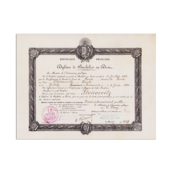 Vasile Stoicovici, trei diplome de studii superioare, 1911-1913