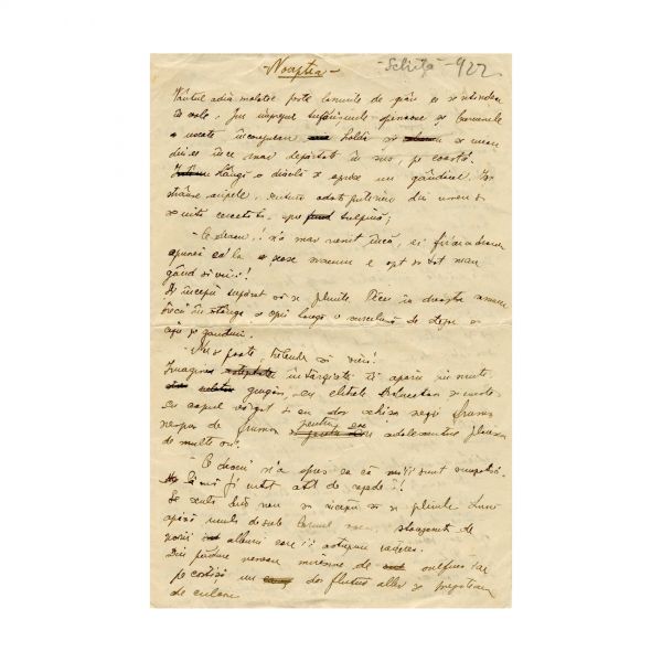 Mircea Eliade, manuscrisul schiței „Noaptea”, 1922