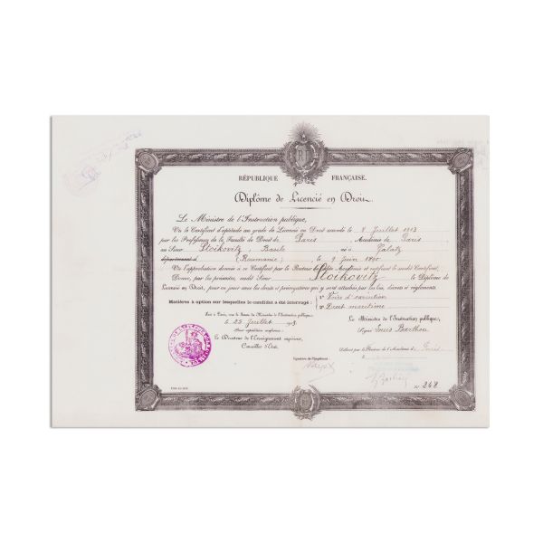 Vasile Stoicovici, trei diplome de studii superioare, 1911-1913