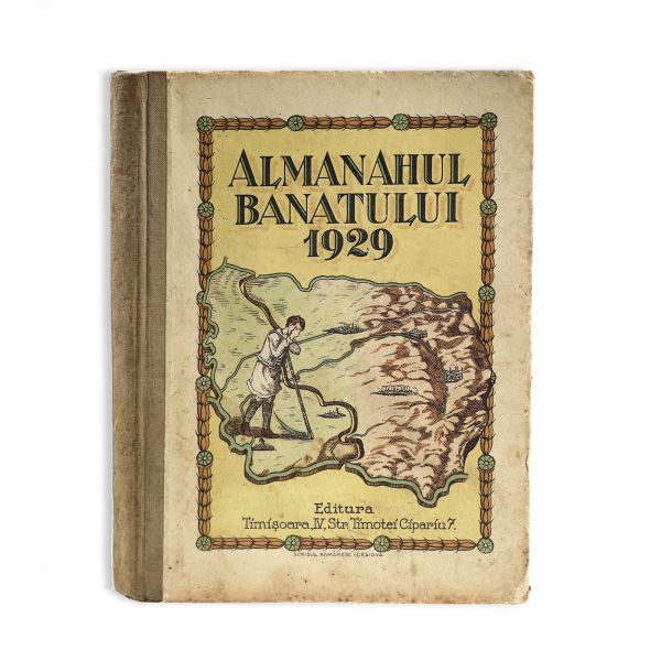 Almanahul Banatului pe anul 1929, cu dedicația lui Romulus S. Molin pentru Sever Bocu