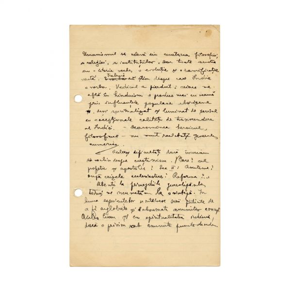 Mircea Eliade, manuscris „Umanismul Indian”