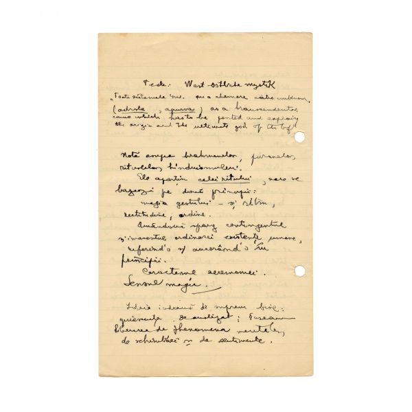 Mircea Eliade, manuscris „Umanismul Indian”