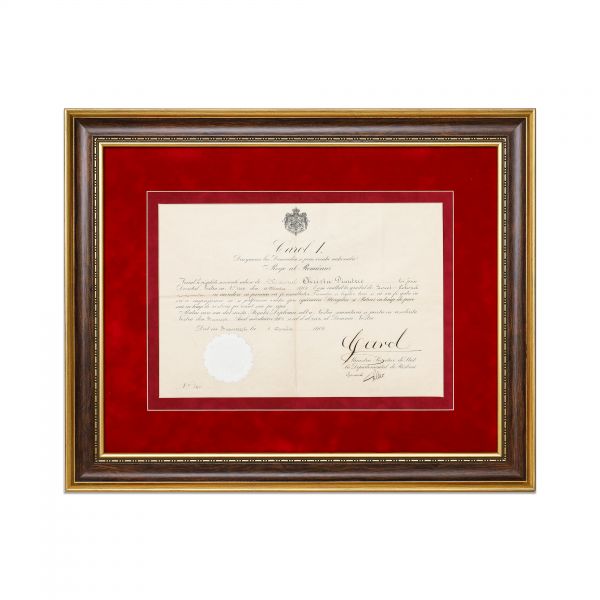 Brevet de numire în grad de Locotenent Colonel al Maiorului Christu Dimitrie, semnat olograf de Regele Carol I
