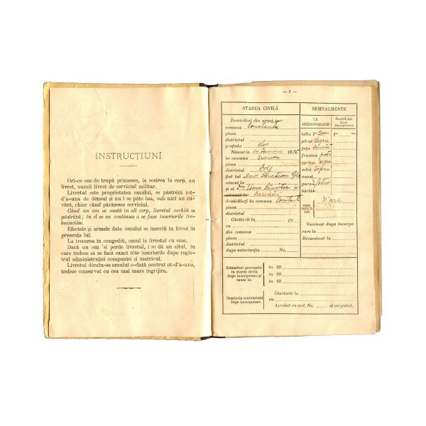 Constantin Sănătescu, Livret de Serviciu Militar, 1905