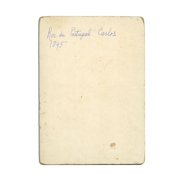 Regele Carlos I al Portugaliei, fotografie de epocă, cu dedicație pentru C. Blondel, 1895