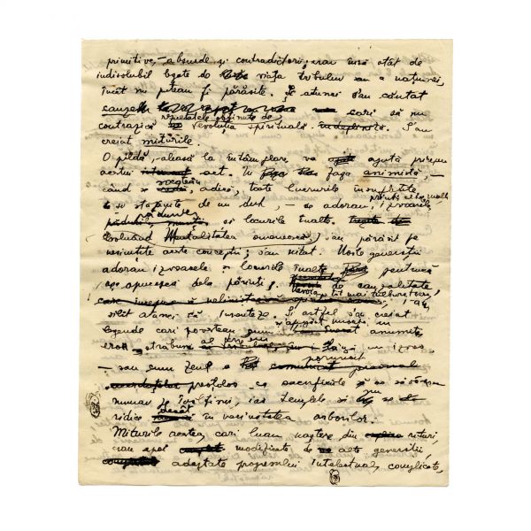 Mircea Eliade, manuscrisul eseului „Misterele și inițierea orientală”