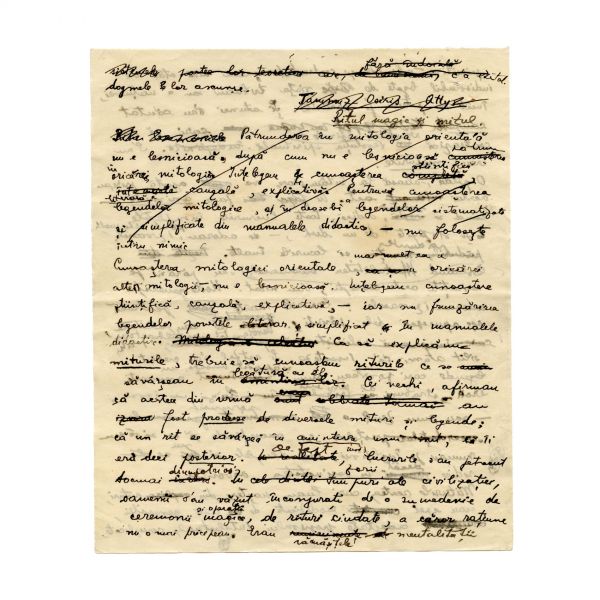 Mircea Eliade, manuscrisul eseului „Misterele și inițierea orientală”