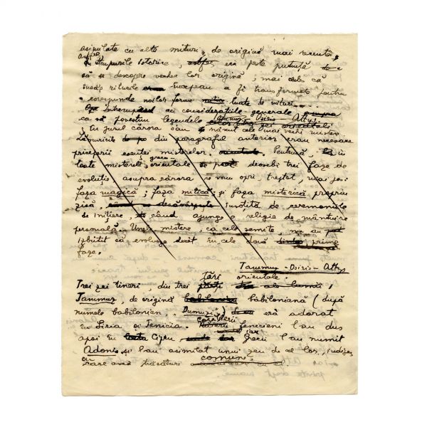 Mircea Eliade, manuscrisul eseului „Misterele și inițierea orientală”