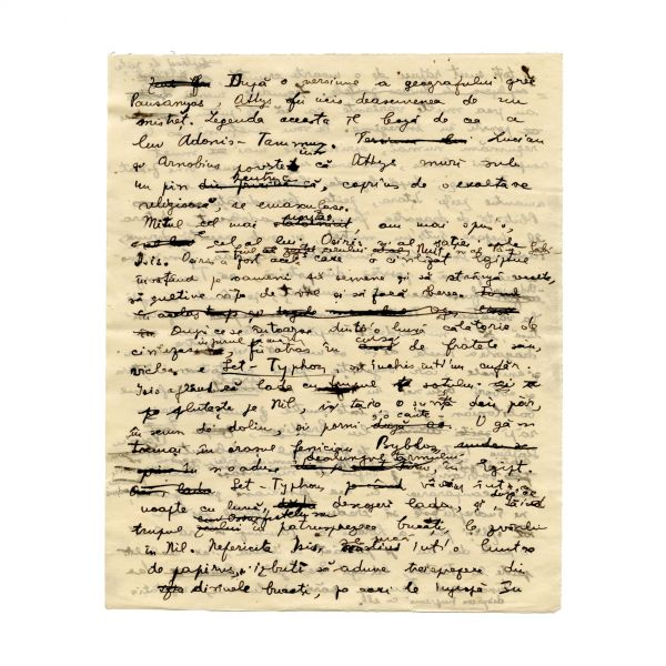 Mircea Eliade, manuscrisul eseului „Misterele și inițierea orientală”