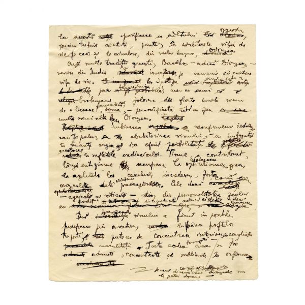 Mircea Eliade, manuscrisul eseului „Misterele și inițierea orientală”