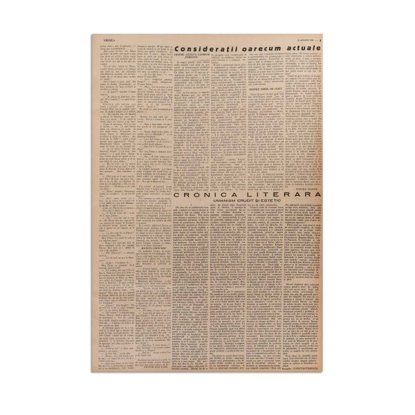 Publicația „Vremea”, An VII, Nr. 352, 26 august 1934, cu articole de Mircea Eliade și Emil Cioran