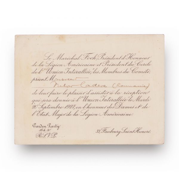 Ion D. Ghica, permis de călătorie, 1929 + Victor Cădere, invitație la recepție, 1927
