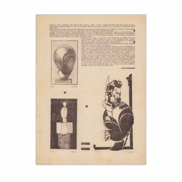 Extras din publicația „Integral”, nr. 2, aprilie 1925, cu un articol despre C. Brâncuși