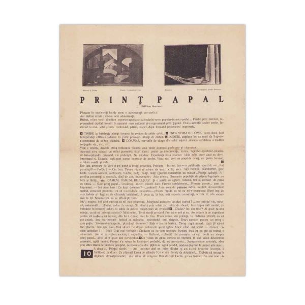 Extras din publicația „Integral”, nr. 2, aprilie 1925, cu un articol despre C. Brâncuși