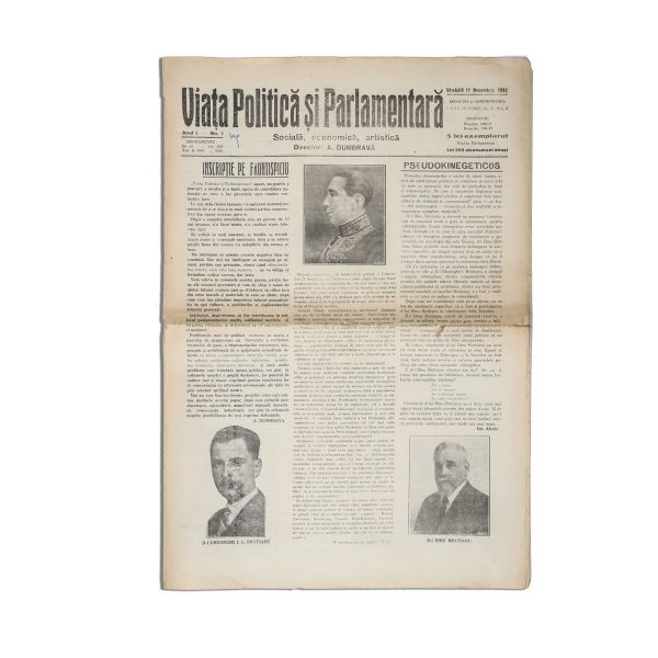 Publicația „Viața politică și parlamentară”, Anul I, Nr. 1, 17 decembrie 1932