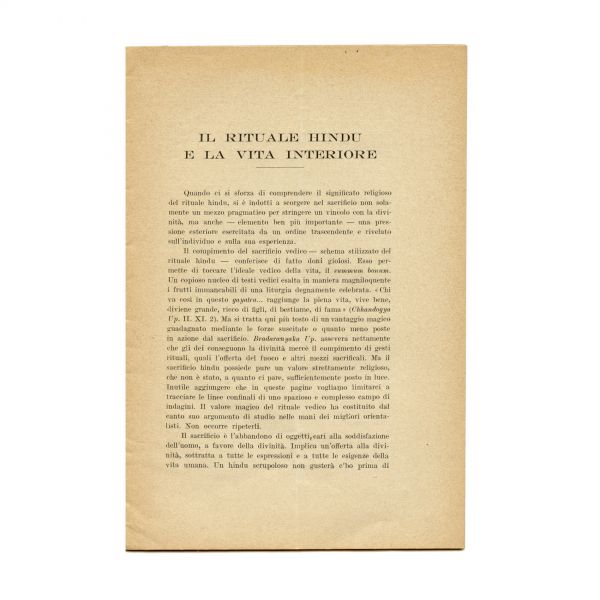 Mircea Eliade, Il rituale hindu e la vita interiore, 1932, cu dedicație