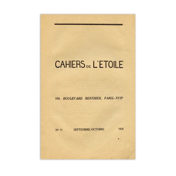 Publicația „Cahiers de l’etoile”, nr. 11, 1929, cu un articol despre C. Brâncuși