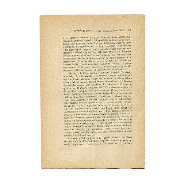 Mircea Eliade, Il rituale hindu e la vita interiore, 1932, cu dedicație