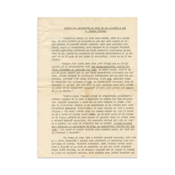 Traian Vuia, P. Groza, corespondențe către P. Constantinescu-Iași, referitoare la întoarcerea în țară a lui Traian Vuia, 1950