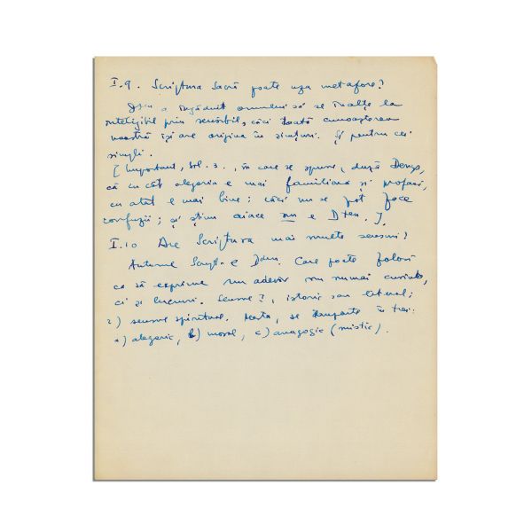 Mircea Eliade, Despre filosofia medievală, manuscris