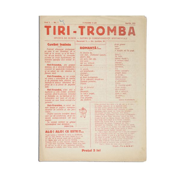 Publicația „Tiri-Tromba”, Anul I, Nr. 1, aprilie 1931