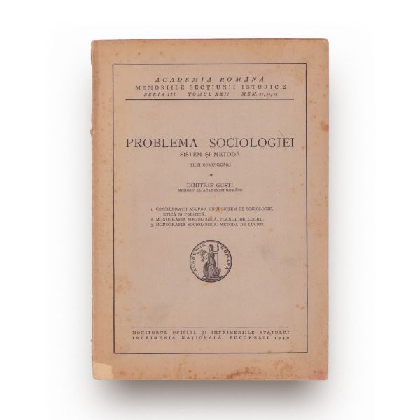 Dimitrie Gusti, Problema sociologiei, 1940, cu dedicație olografă 