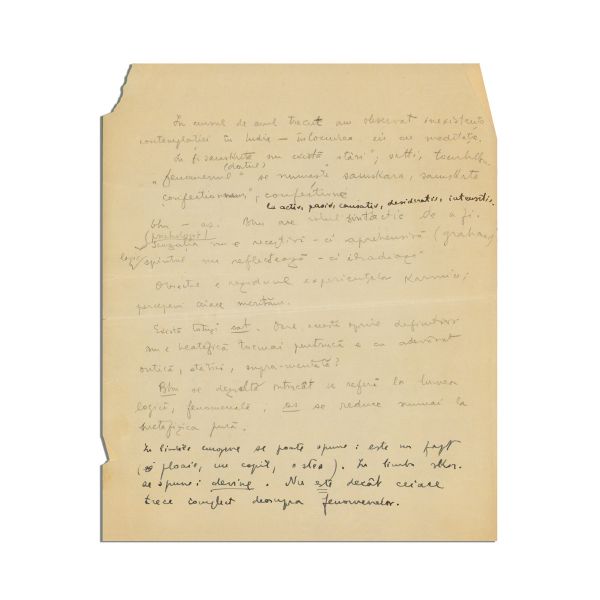 Mircea Eliade, Note pentru cursul 1935 - 1936, manuscris