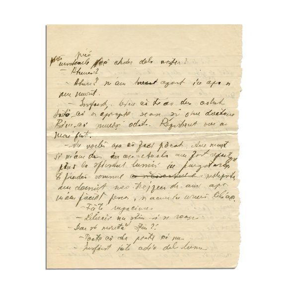 Mircea Eliade, Povestea unui om nenorocit, manuscris 