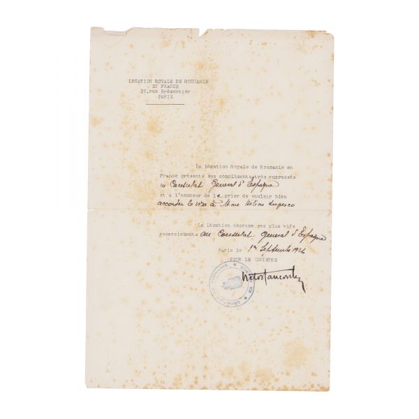 Elena Lupescu, cerere pentru viză la consulatul Spaniei, 19 septembrie 1926 