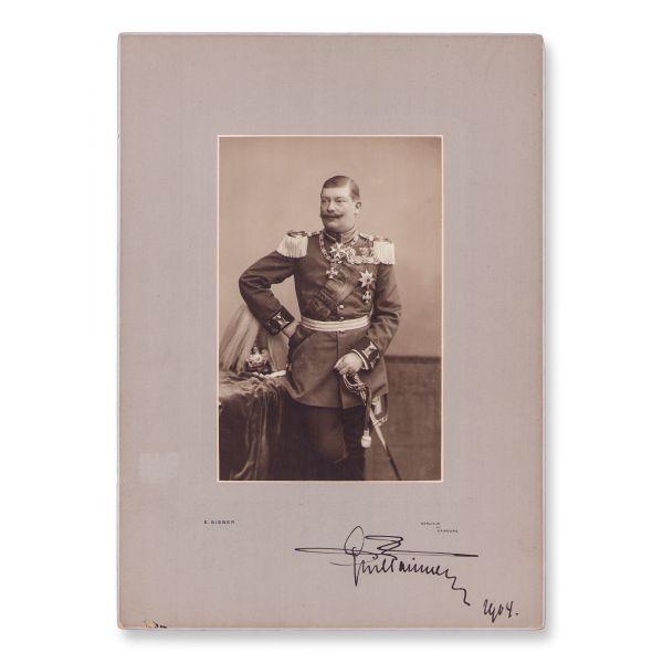 Prințul Wilhelm de Hohenzollern-Sigmaringen, fratele regelui Ferdinand I, fotografie de epocă semnată olograf, 1904 