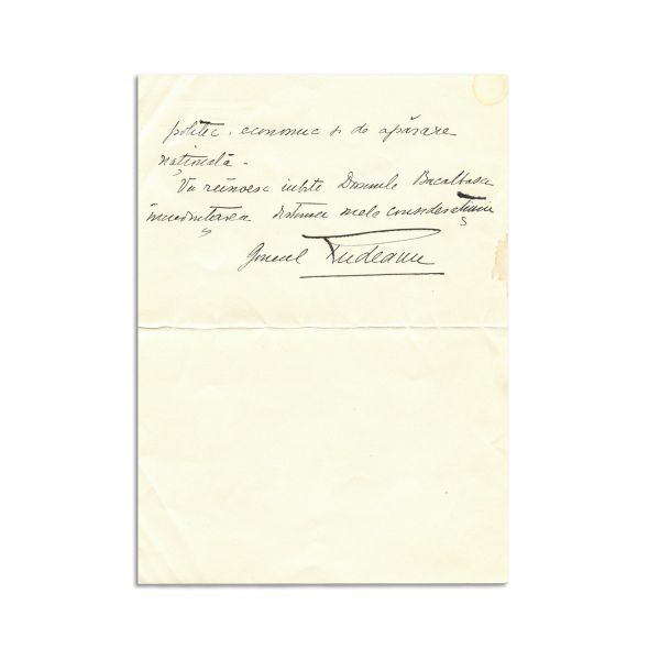 Gr. Vasile Rudeanu, scrisoare către Constantin Bacalbașa, 1928