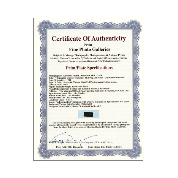 Constantin Brâncuși, fotografie după clișeu de Edward Steichen, 1922