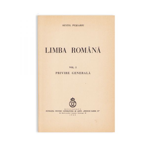 Sextil Pușcariu, Limba Română, 1940, cu dedicație olografă