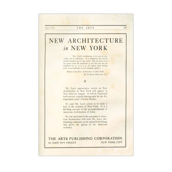 Publicația „The Arts”, 1923, cu un articol despre C. Brâncuși