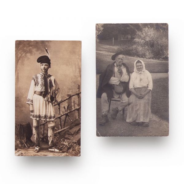 Țărani români din Vatra Dornei și Brașov, două fotografii de epocă, 1922