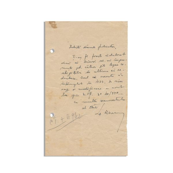 Liviu Rebreanu, scrisoare către judecător, 1942