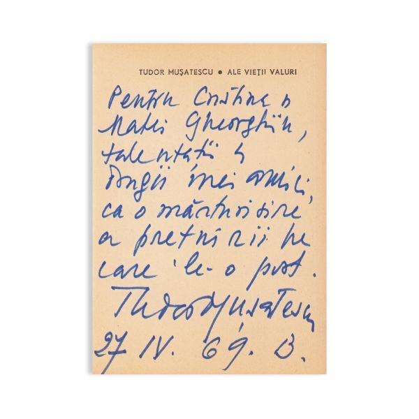 Tudor Mușatescu, Ale vieții valuri, 1968, cu dedicație olografă