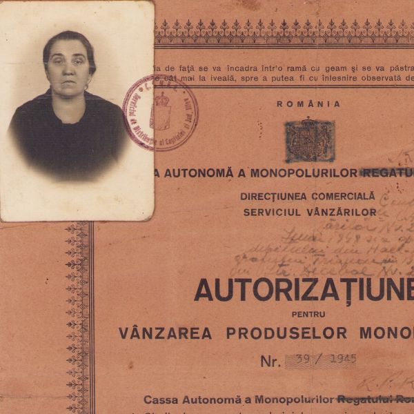 Zanidache Filofteia, autorizație pentru vânzarea produselor monopolizate, 11 ianuarie 1945