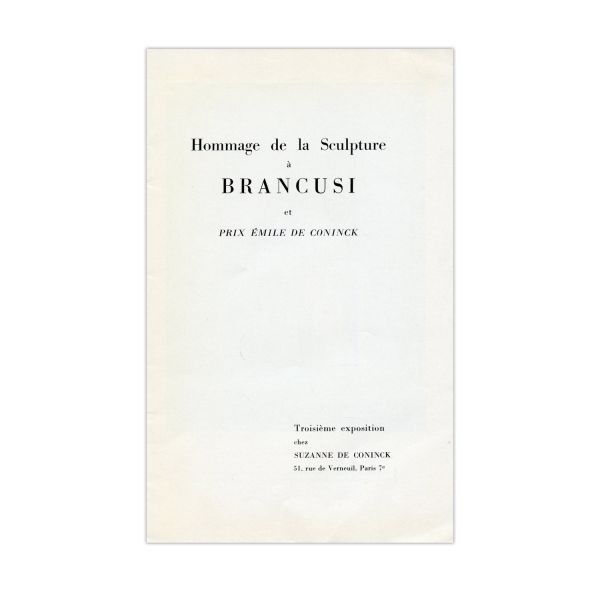 Hommage de la Sculpture a Brancusi et prix Emile de Coninck, 1957