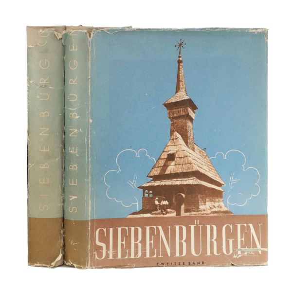Siebenburgen, două volume, 1943, cu dedicația lui C. Giurescu pentru Marcel Romanescu